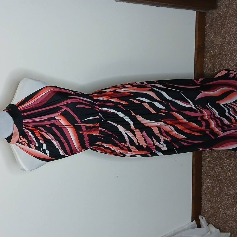 Abstract pink,palurple print maxi dress size small/ medium